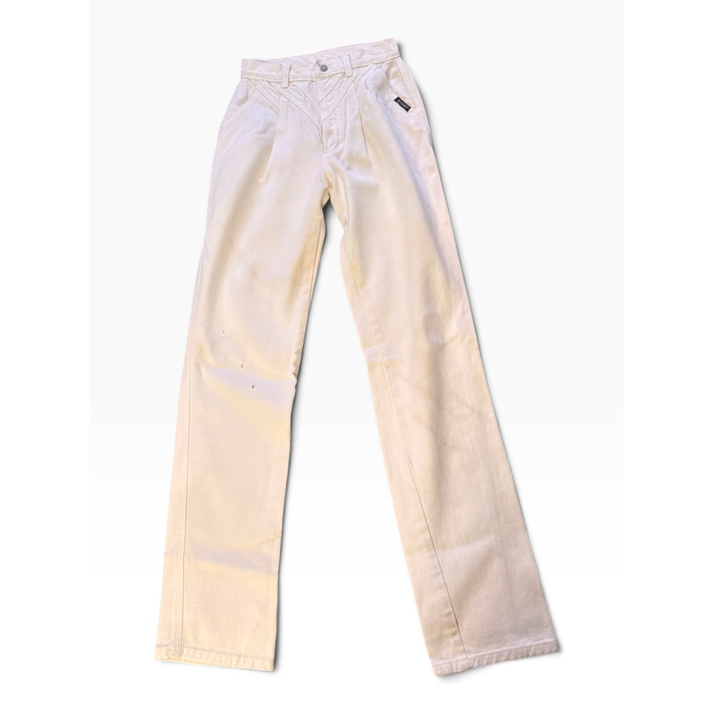 Vintage Rocky Mountain Jeans Womens 25 Off White High Waist Western Pleated Leg